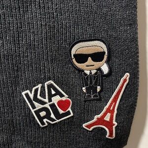Karl Lagerfeld Paris Winter Scarf with Embroidered Patches